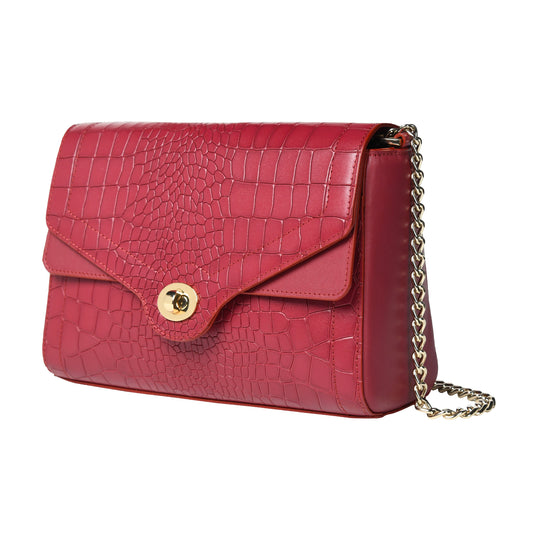Women Crocodile Texture Leather Sling Bag