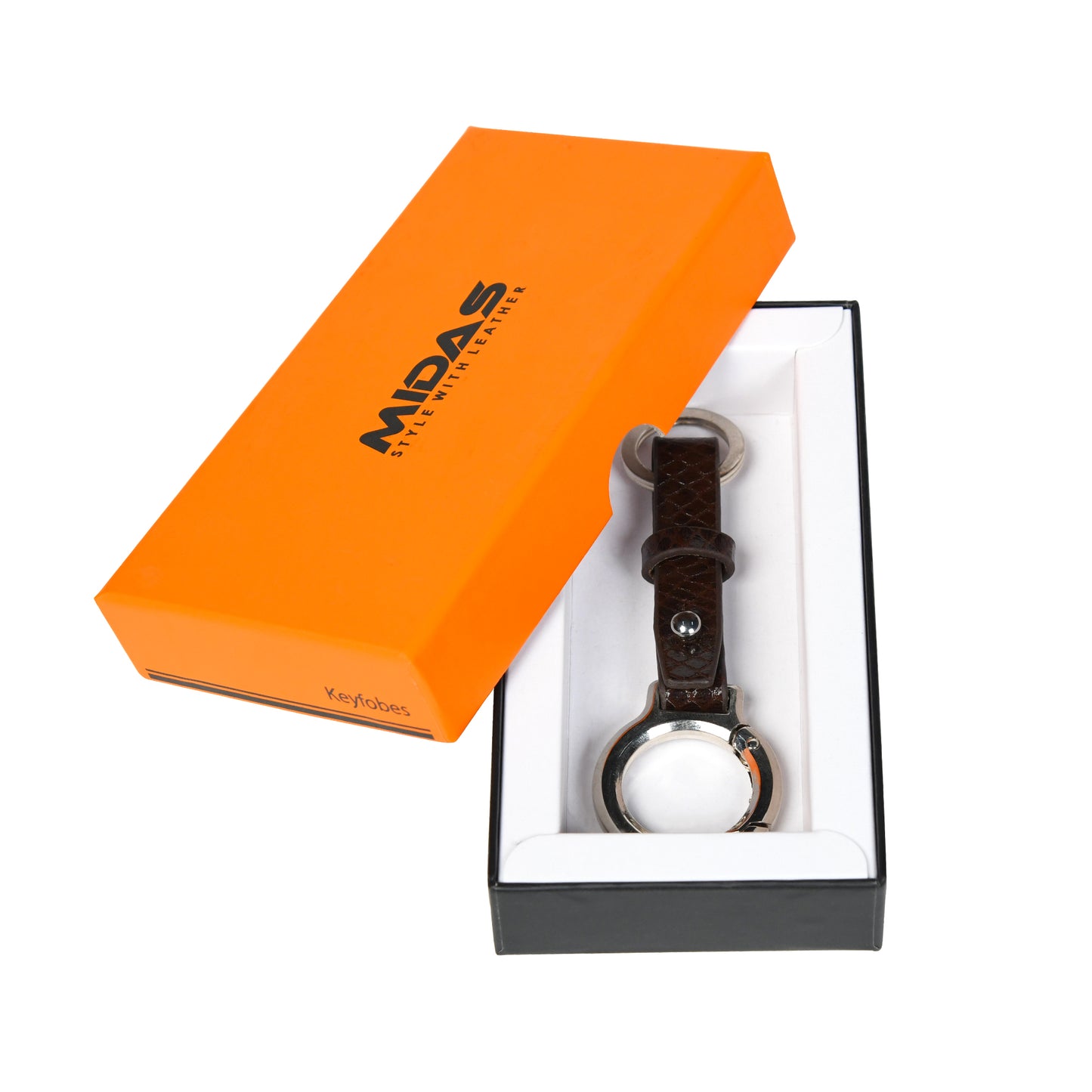 Premium Leather Key Ring with Snake Texture