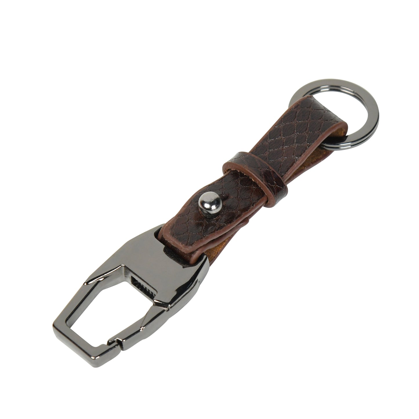 Premium Leather Key Ring With Snake Texture Print