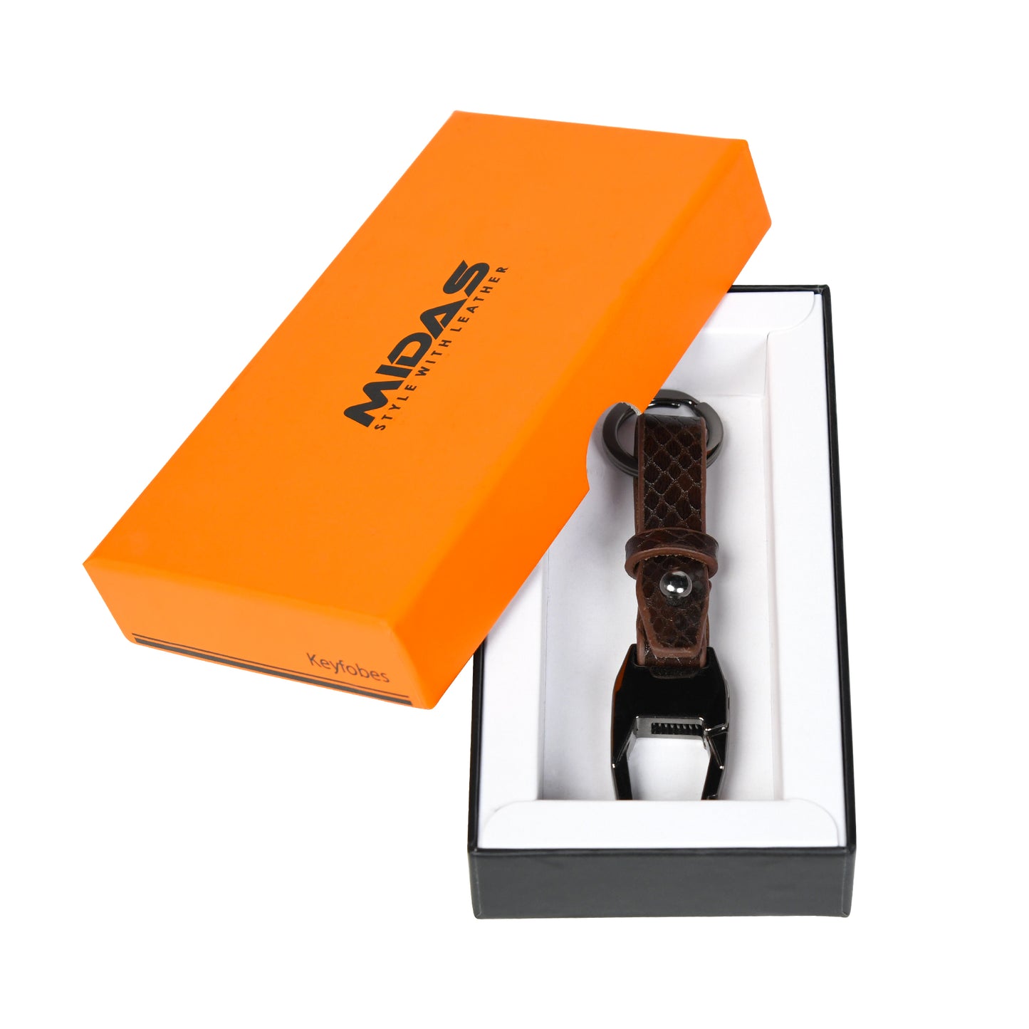 Premium Leather Key Ring With Snake Texture Print