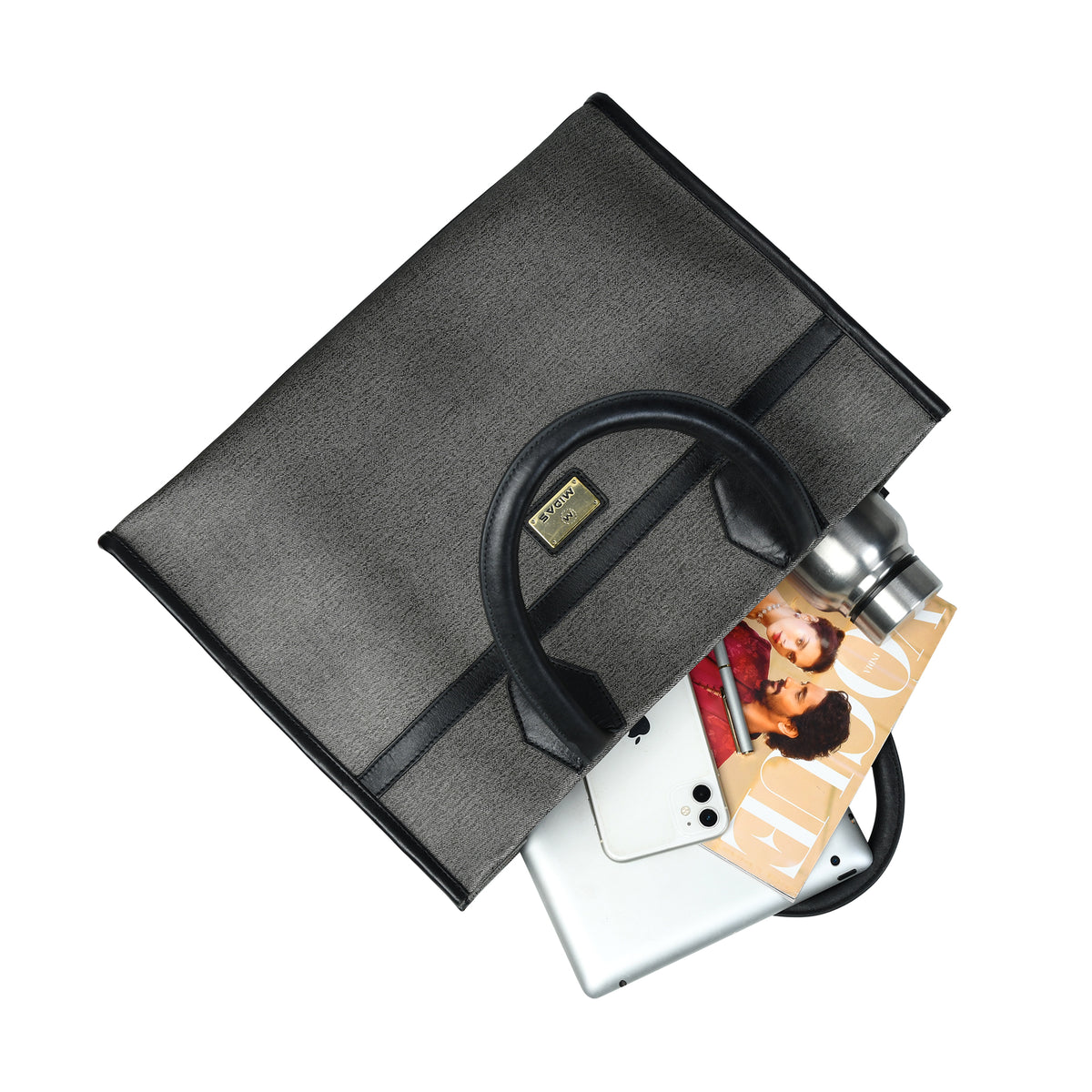 Textured Grey Women’s Leather Tote Bag
