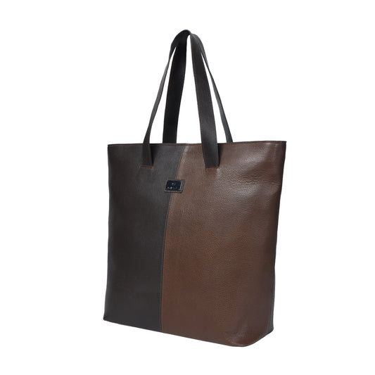Dual-Tone Brown Women's Leather Tote Bag